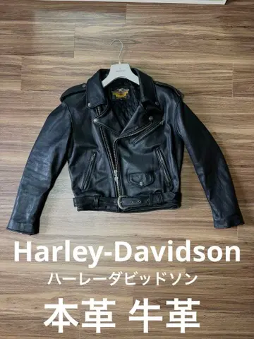 Harley-Davidson 소가죽 천연 가죽 블랙 더블 라이더 자켓