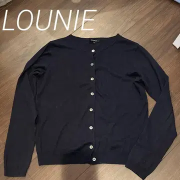 LOUNIE 루니 실크 혼방 코튼 가디건 네이비