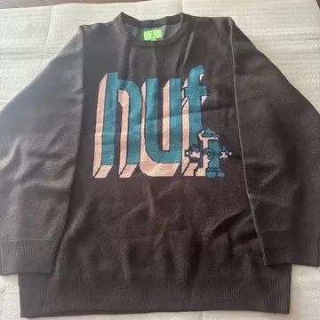 HUF 로고 니트 스웨터 XL 브라운