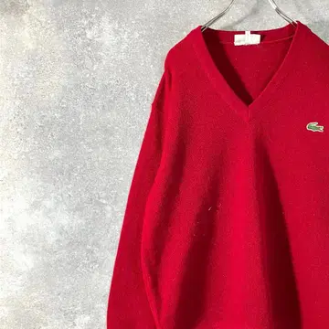 CHEMISE LACOSTE 니트 스웨터 레드 V넥 비침 있음