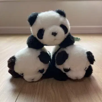 팬더 봉제 인형 3개 세트 바스켓 포함