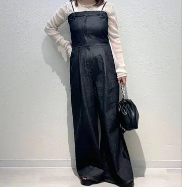 블랙 데님 스트랩 올인원 LOWRYSFARM