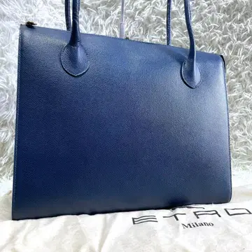 ETRO 사피아노 가죽 토트백 블루 숄더 A4 사이즈 출퇴근