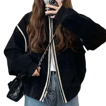 아우터 자켓 블루종 스티치 블랙 L 사이즈