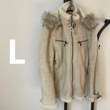 퍼가 달린 후드의 스웨이드풍 자켓