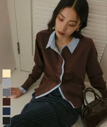셔츠 레이어드 스타일 가디건 titivate miette