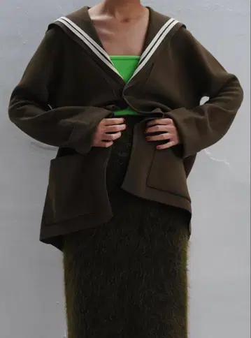 cristaseya 세일러 카라 가디건 브라운 xs