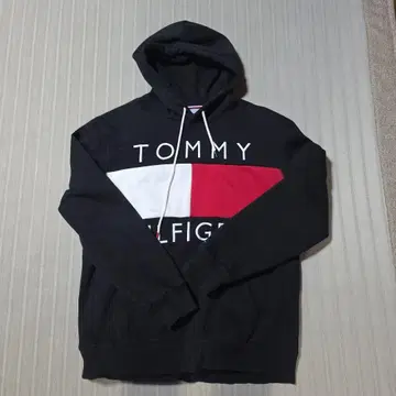 TOMMY HILFIGER 블랙 후드 부착 후드티 XL