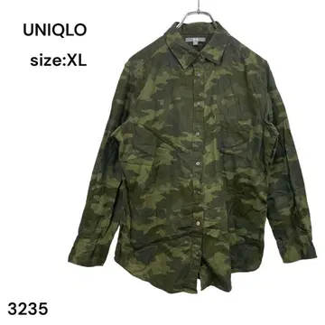 유니클로 UNIQLO 셔츠 상의 긴팔 XL 카모 패턴 멋진 면