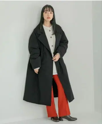 LOWRYS FARM 에어 써멀 더블 코트 블랙