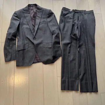 그레이 울 혼방 비즈니스 정장