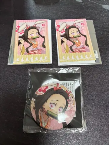 네즈코 엽서 2장과 캔뱃지 세트
