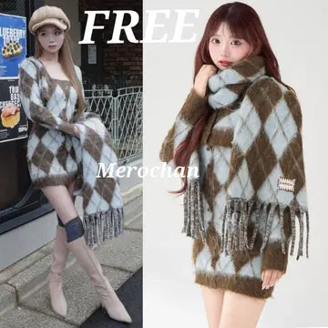 새상품 다리치 아가일 니트 앙상블 색스