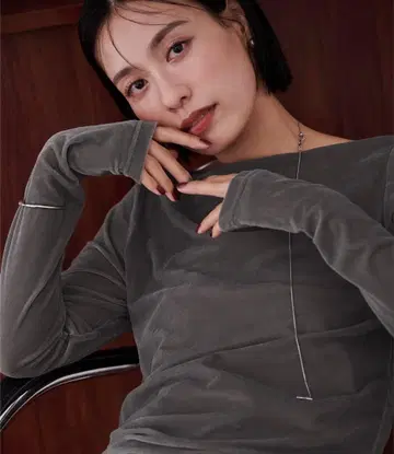 유어스 2way 보트넥 벨로아 상의