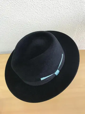 TESI 토끼털 페도라 햇 블랙 마린 블루 리본 포함 남성용 61cm