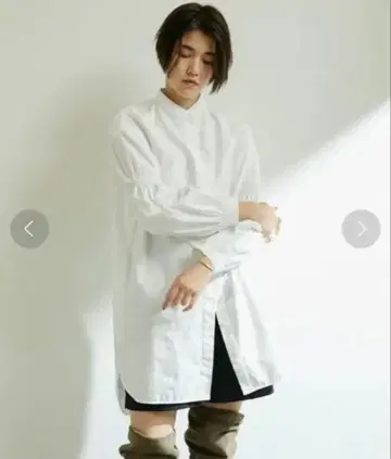 GALLARDAGALANTE 옥스 퍼프 소매 셔츠 원피스
