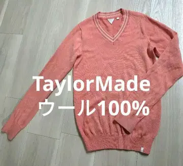TaylorMade 울 100% 핑크 V넥 긴팔 스웨터