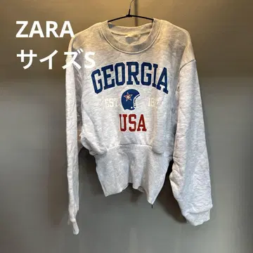 ZARA, GEORGIA USA, 크롭 맨투맨 그레이