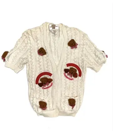 핑크하우스 곰 패턴 가디건