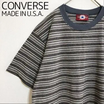 USA제 CONVERSE 컨버스 서프 자카드 보더 무늬 T셔츠