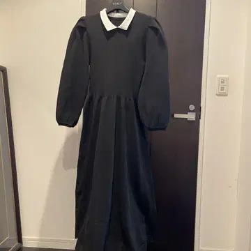 새상품급 블랙 리브 롱 원피스