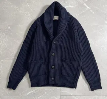 [ 맥 조지 ] 네이비 니트 가디건 캐시미어 혼방 UK40