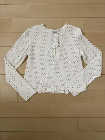 RONRON 도트 무늬 긴팔 T셔츠 화이트 위시코어