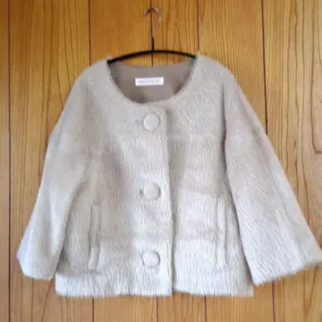 드레리아 노카라 자켓 숏코트 알파카 혼방 크림 프리