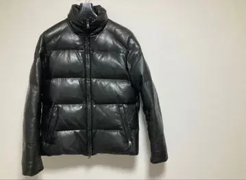 BEAMS Lights 천연 가죽 가죽 다운 자켓 블랙