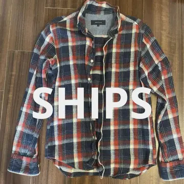 ships 빨간색 네이비 체크 셔츠 L