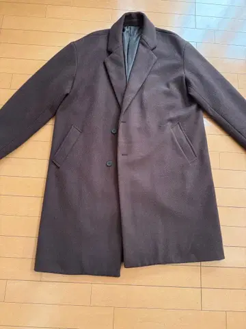 고급 브라운 체스터 코트 2 버튼 롱 코트 겨울 L 사이즈