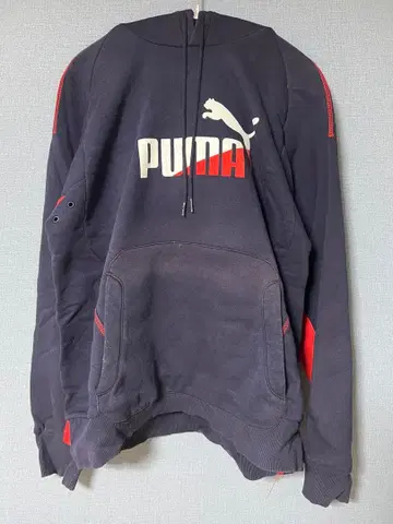 PUMA 후드 부착 후드티 네이비/레드 XL