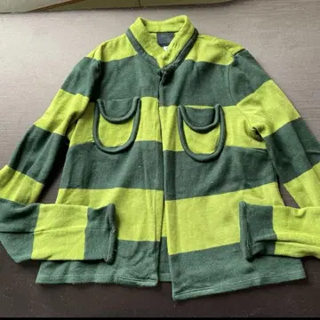 새상품급 안나수이 맨투맨 원단 아우터 그린 보더 여성용