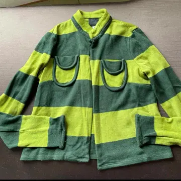 새상품급 안나수이 맨투맨 원단 아우터 그린 보더 여성용