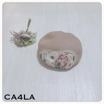 [일본제] CA4LA 헌팅 캡 자수 플라워 비즈 울 고급 모자