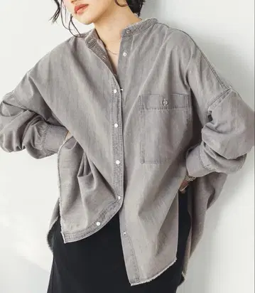 hunch 밴드 카라 오버 사이즈 데님 셔츠