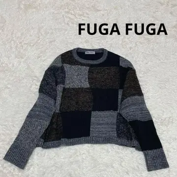 FUGA FUGA 사토 섬유 패치워크풍 니트 가슴 너비 넉넉함