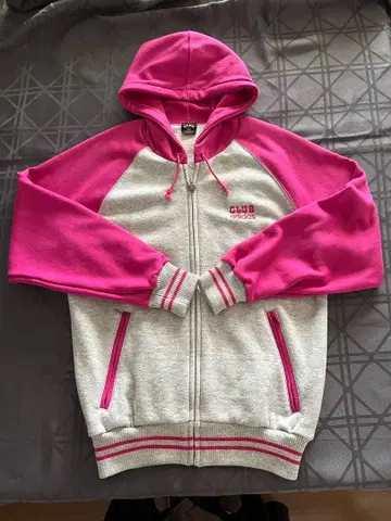 80s adidas CLUB 후드티 그레이/핑크 레어 새상품급