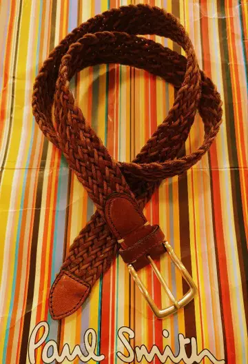 폴 스미스 브라운 뜨개질 가죽 벨트