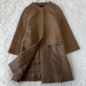 Demi-Luxe BEAMS 캐시미어 울 노카라 롱 코트 베이지