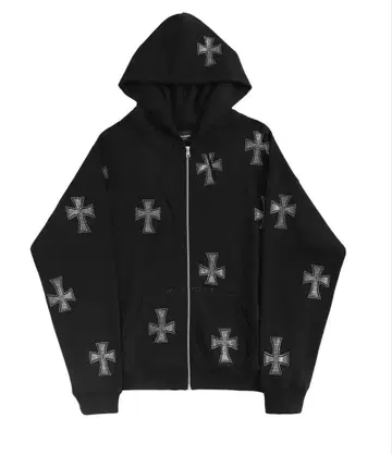 UNKNOWN LONDON 후드티 십자가 크로스 M 큐빅