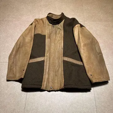 Borg 가죽 자켓 블루종 브라운 인조 가죽