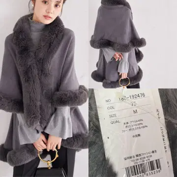 새상품 toccocloset 토코 퍼 달린 케이프 코트 케이프 망토