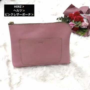 완판템 HERZ 헤르츠 가죽 사쿠라 핑크 파우치 L