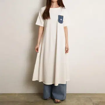 리 Lee 데님 포켓 드레스 반팔 여성용 원피스