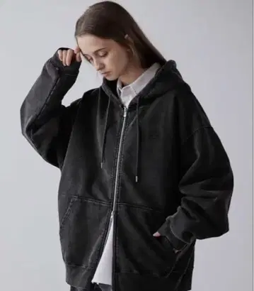 CLEL 헤비웨이트 로고 자수 풀 집업 후드티 블랙 M 사이즈