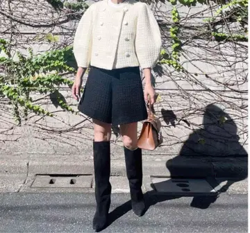 시뉴 cygne 가죽 버튼 트위드 자켓 Lydie 화이트