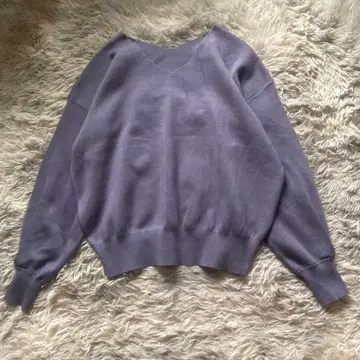 자이로 JAYRO 여성용 니트 M 퍼플 보라색 무지 브이넥