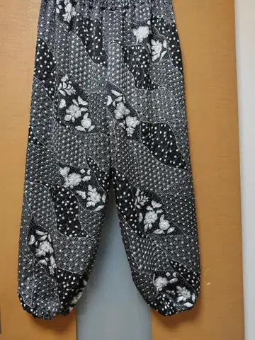 기모노 리메이크, 순수 실크, 쥐어짜기, 츠지가하나 몸빼 팬츠, 블랙