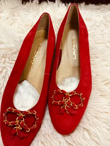 란셀 플랫슈즈 레드 빨간색 새상품 미사용 크리스마스 23.5cm